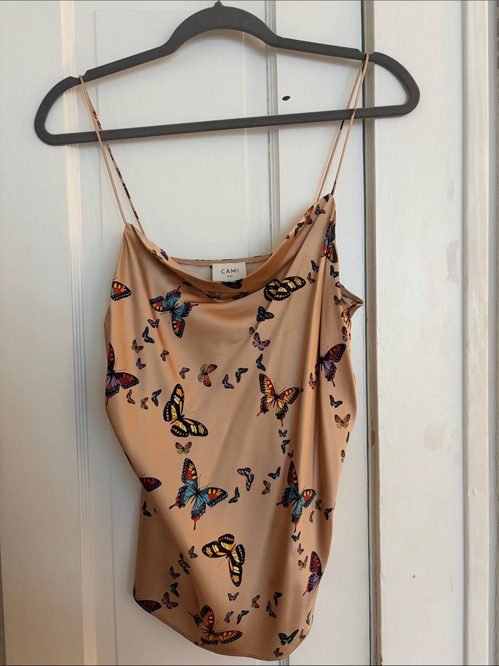 Cami NYC Beige Butterfly Print Cowl Neck Camisole